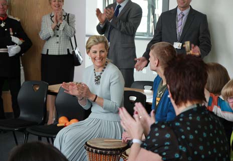 HRH The Countess of Wessex enjoying her time with some of the students at the opening of the Autism Support Centre in Chesterfield College