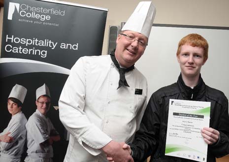 Cookery Student Kieron Beach receives his student of the year award