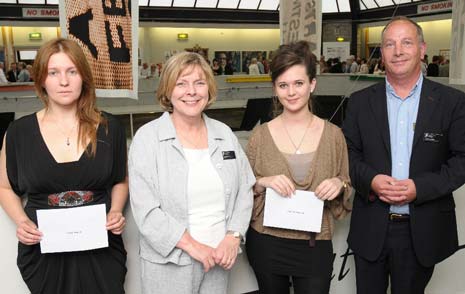 Art foundation student Elena Sharpe and Fashion Student Hannah Chapman receive their Student of the year awards