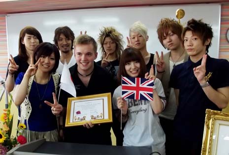 Michael Wild with eight Takasaki Learners who will be visiting Chesterfield College during September this year