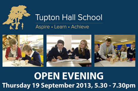 Tupton Hall School are having an Open Evening tonight, Thursday 19th September, from 5:30 to 7:30pm.