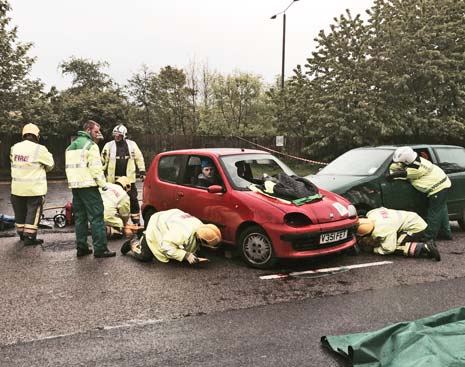 there was an accident on Monday morning but thankfully, it was an exercise staged by the College, in partnership with Derby and Derbyshire Road Safety Partnership and other emergency services, to highlight the need to make safer choices when driving.