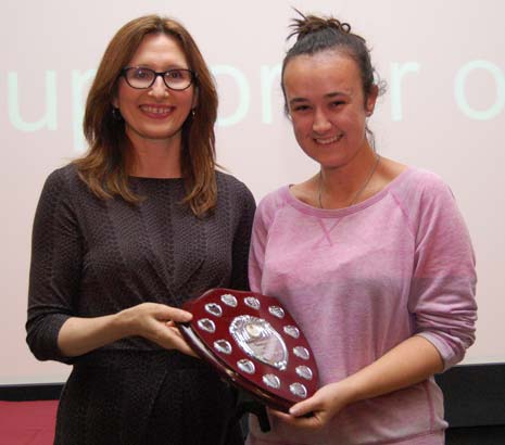 19 year old student, Hannah Lee from Chesterfield, was one of over 40 Peer Guides at Bangor University who had been nominated for the Annual Award to recognise the student that goes 'above and beyond' to assist their fellow students. 