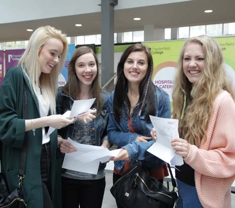 And Chesterfield College students certainly had good reason to celebrate when they collected their A level results