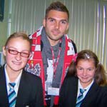 Notts County goalkeeper Bartosz Bialkowski took time out from training to extol the joys of his home country's culture when he took part in Shirebrook school's language week.