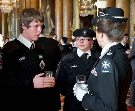 Bolsover Cadets Megan Owen, 16, and Thomas Paisley, 15, were congratulated by HRH The Princess Royal for completing the Grand Prior Award, the highest a St John Ambulance Cadet can achieve.