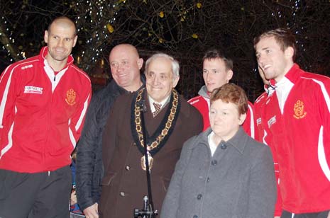 the Reds have been out and about in the community again and manager Nicky Law and several players attended the first ever Alfreton Town Council Christmas Lights Switch-On event last Friday evening
