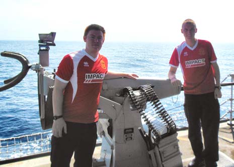 Alfreton Town FC's colours are being proudly displayed by two local sailors, currently far from these shores.