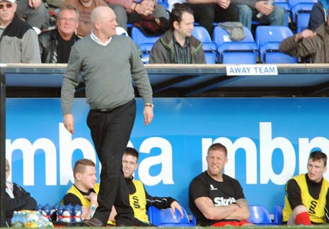 Reds' boss Nicky Law is sent off after the Micheal Wylde incident