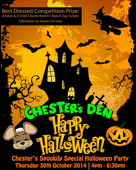 Chesterfield FC Mascot Chester the Field Mouse is hosting a Spookily Special Halloween Party tonight, Thursday 30th October, in Chester's Den.