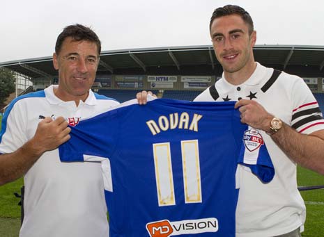 Chesterfield have signed striker Lee Novak from Championship side Birmingham City on a season-long loan.