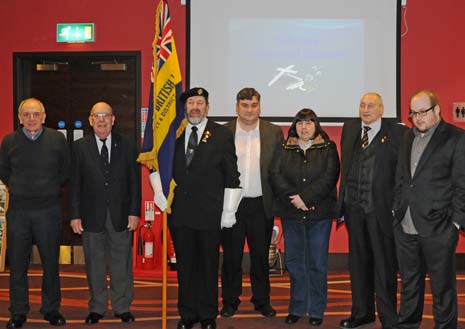 Ian Browse (Supporters Club), Bernard Page MBE (British Legion), John Gerrard (Staveley AFVA, British Legion), John Croot (Chesterfield FC Community Trust Director), James Umney (Supporters Club), Joe Roberts (Staveley AFVA), James Needham (Garden Designer)