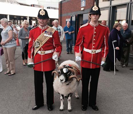 Soldiers from The Mercian Regiment formed a guard of honour, along with their Mascot, Lance Corporal Derby, born on and donated by Chatsworth Estate