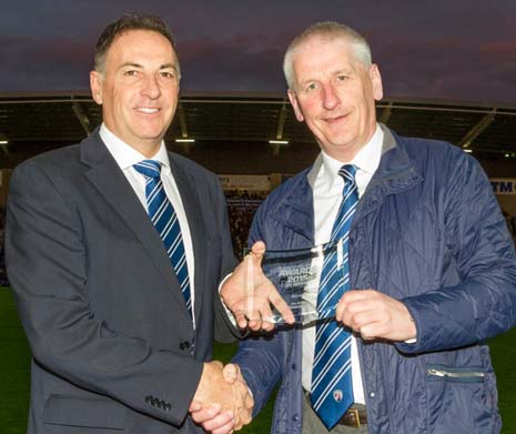 Spireites stalwart Jim Brown was recently named as Chesterfield's 'Club Hero' at the recent Football League Awards event.