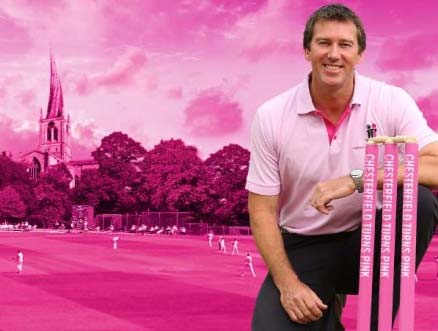 Chesterfield will turn pink on Monday 15th July as Australian Test Cricket legend and Co-Founder of the McGrath Foundation, Glenn McGrath, spearheads a star-studded charity Twenty20 line-up called 'Chesterfield Turns Pink'.