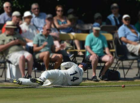 Yorkshire's Alex Lees was working hard in the field today as well as reaching an excellent unbeaten 275 on Day 2