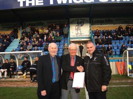 the Gladiators manager collected the Premier Division Fair Play Award for October from Evo-Stik NPL Respect Manager Phil Bradley, before settling down to watch his side push the Coasters back for long periods