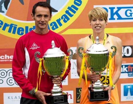 the Full Marathon winners and new record holders, Gareth Lowe from Clowne, completed the race in 2:37:45, whilst Chesterfield lady Helen Mort was first past the finishing line for the women in a time of 3:06:14.
