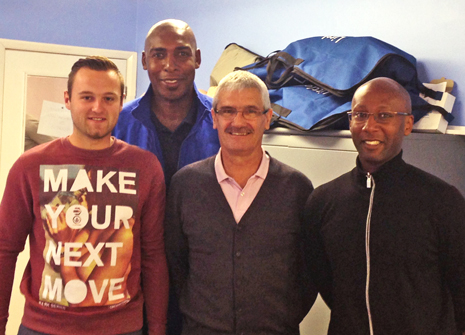 (l-r) Matt Chatfield, Andy 'Bruno' Morris, Dave Bentley and Mark Jules open the Synergy Sports Academy in Chesterfield