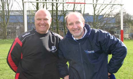 John Trever from teh Schools Sports Partnership (right) and Fred Pell from the Chesterfield Panthers organised the event