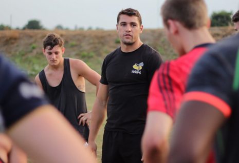 Rugby pro Charlie Davies, 23, returned to his former club, Chesterfield Panthers recently, to coach more than 30 of the club's seniors at its brand new home ground in Dunston.