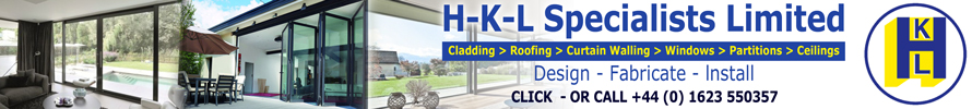 HKL Specialists Ltd - Design, Fabrication and installation of Aluminium Windows, Sliding doors, Partitions, Ceilings, Cladding, Roofing and Curtain Walling for Domestic and Commercial properties and proud sponsors of the Chesterfield Post Staveley MWFC news section.