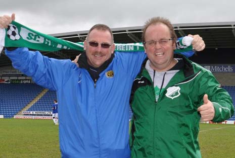 Staveley U13 coach Neil Wells (left) with GWL Coach Jan Buchsteiner at the Proact