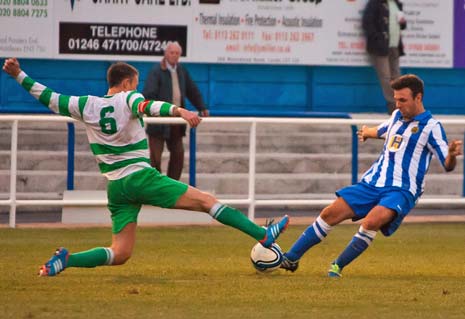 Josh Scully, formerly an apprentice at Chesterfield FC, was at the heart of Staveley's best moves as he showed good awareness and vision.