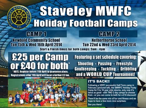 To book or for more information, contact Brad Jones on 07908 311085 or by email at bradj605@yahoo.co.uk or you can pick up a flyer / booking form from Ele at the Staveley MWFC's Inkersall Road stadium.