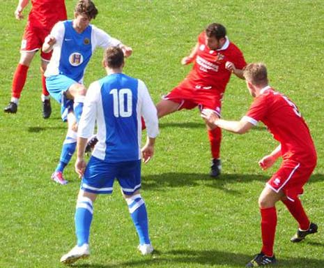 Inside the first two minutes, player manager James Colliver upended Craig Hogg inside the Staveley goal area, with what was more of a mis-timed tackle than a malicious one, but the referee had no option but to point to the spot.