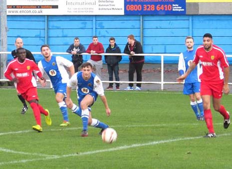 The visitors were reduced to ten men after only ten minutes after full back Kamran Basi received a straight red from referee Edward Pidduck after Basi was adjudged to have stamped on a Staveley player.