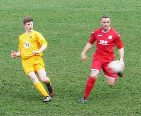 17 year old Alex Pugh, Staveley's Man of the Match,was showing maturity beyond his years and instinctively knew how to get himself into the right place at the right time, to intercept Parkgate's attacking intentions and distribute the ball to good effect.