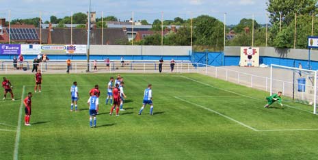 Anthony Griffith Jr whacked a 'training ground' free kick just inside the upright and beyond the reach of Butt, to give 'Sports' a commanding lead on 31 minutes.