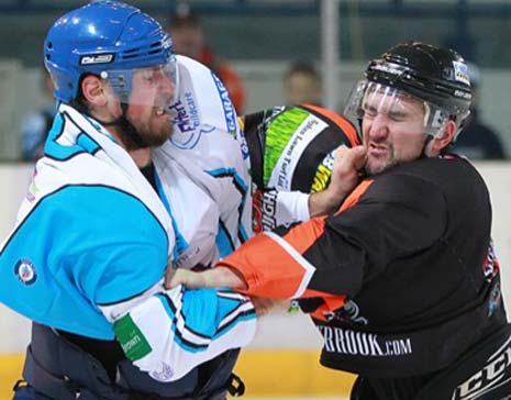 Ryan Finnerty did his best to get his team going by fighting Blaze forward Matic Kralj